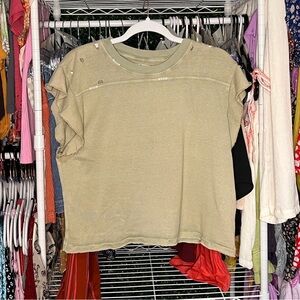 NWT Free People Sage Green Distressed Top XS